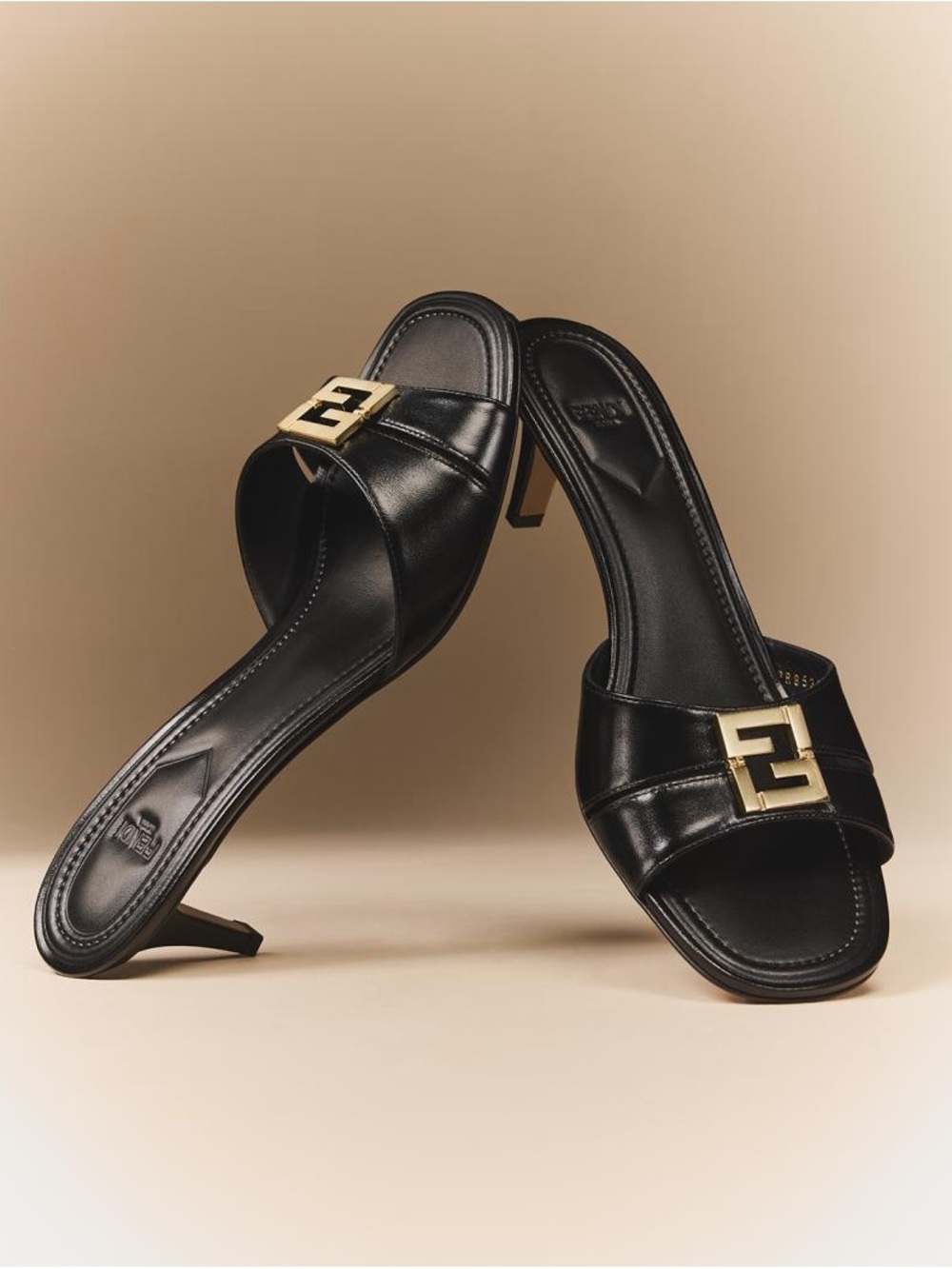 Fendi Fold Leather Kitten-Heel Sandals - Picture 5 of 8